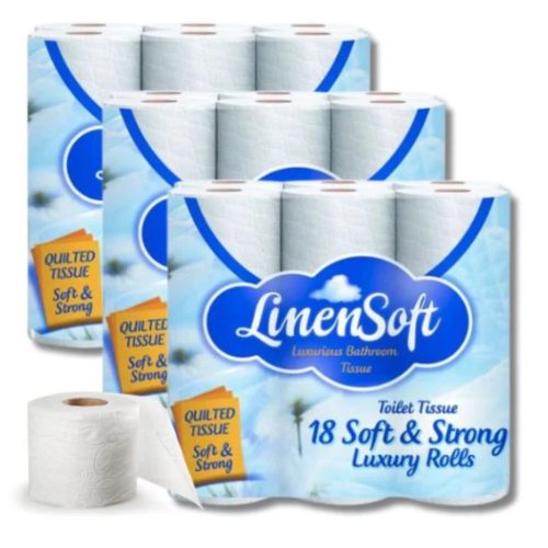 54 Rolls (3 X 18 Pack) Linen & Soft Strong Toilet Roll Bundle Tissue £8.99 At Fab Finds