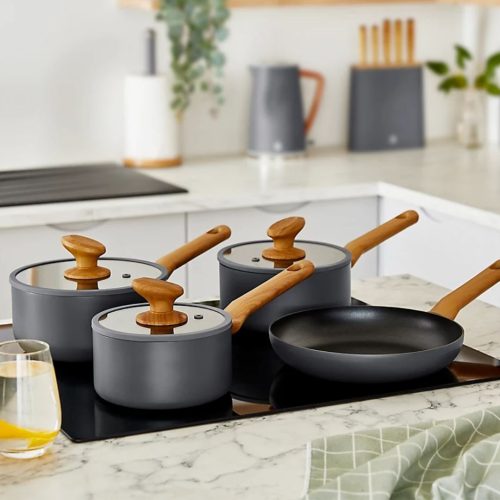 Swan Nordic 4 Piece Pan Set Grey NOW £49.99